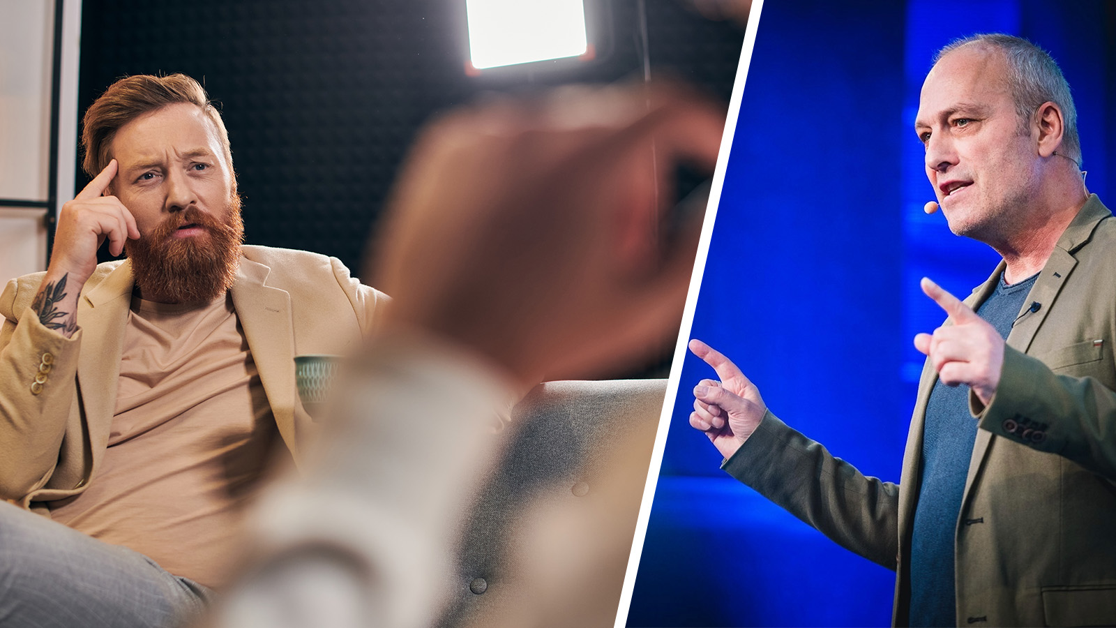 links: Gehaltsverhandlung, rechts: Matthias Pöhm