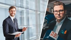 Splitbild: Führungskraft (links), Bernhard Stefan-Müller (rechts)