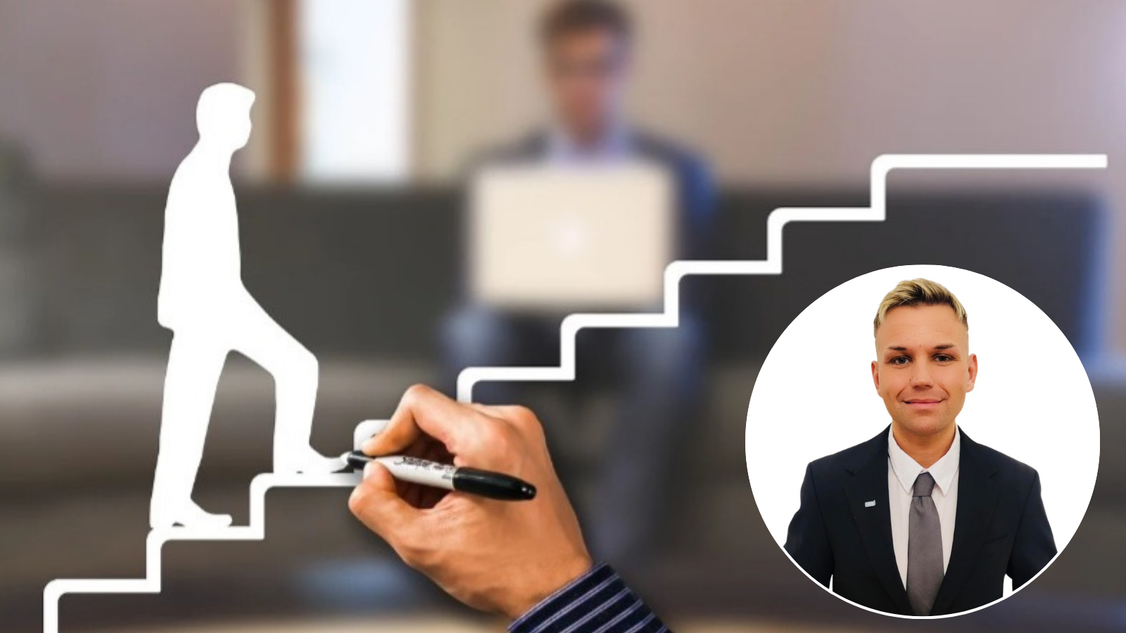 Autorenbild: Pixaby, jemand auf karrieretreppe (gezeichnet), Autorenfoto in Kreis